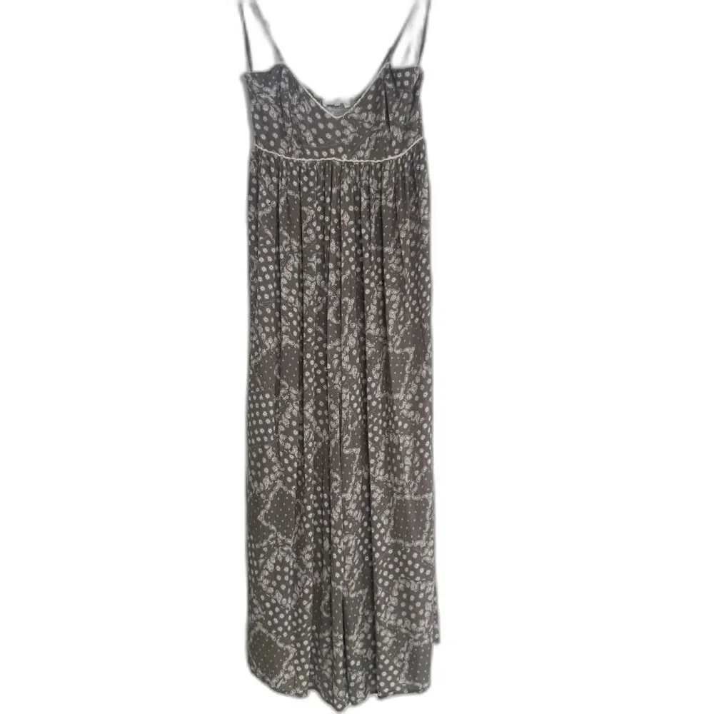 Klesis Printed Sleeveless Jumpsuit Boho Olive Hippie Sz M Wide Relaxed Fit - Picture 12 of 12